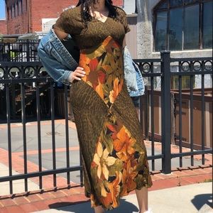 Floral x Cheetah Print Dress